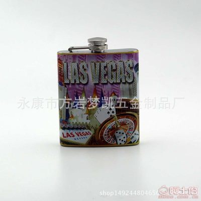 【厂家直销7oz不锈钢彩印酒壶压花酒壶彩印酒壶贴皮酒壶可定制单个】永康市方岩梦凯五金制品厂 - 产品库