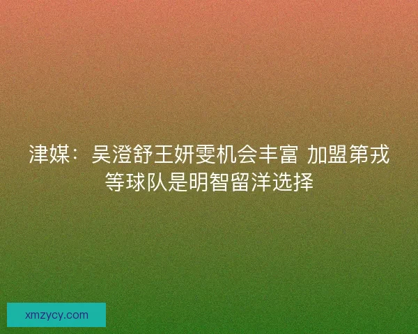 津媒：吴澄舒王妍雯机会丰富 加盟第戎等球队是明智留洋选择